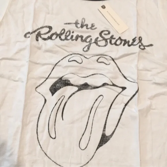 NEW ⭐️RARE⭐️ Anthropologie Letluv Rolling Stones Ringer Tee Small - Picture 5 of 10